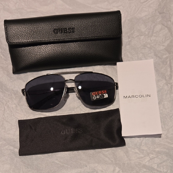Guess Metal Frame Men Sunglasses With Adjustable Nose Pads And Guess Black Case - Picture 3 of 10